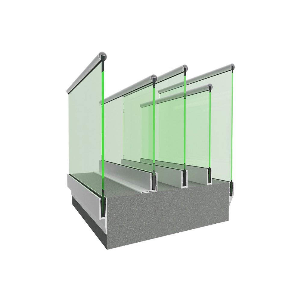 Custom tempered glass U channel railings for decking